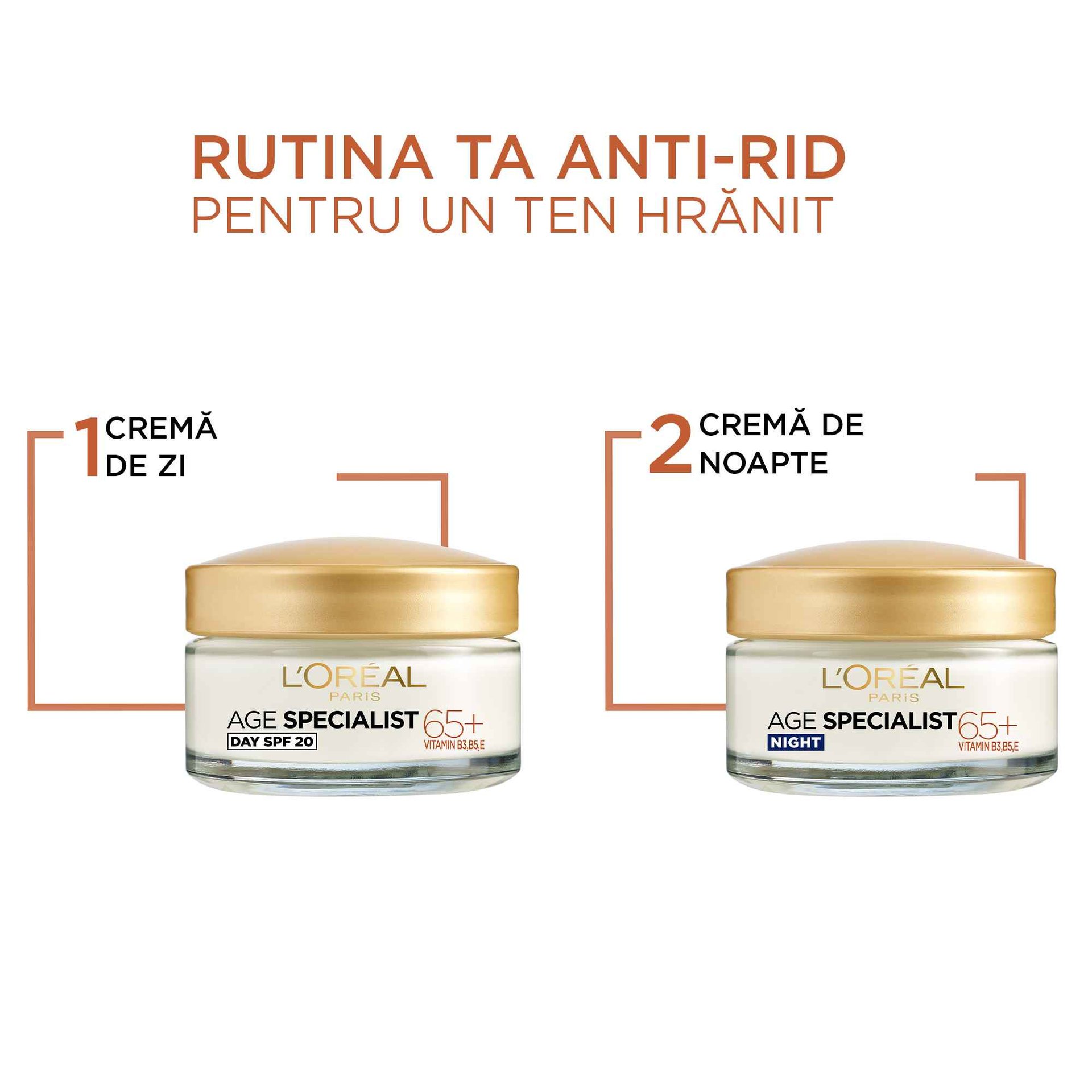 crema antirid hidratanta de zi age specialist 55+ rutina